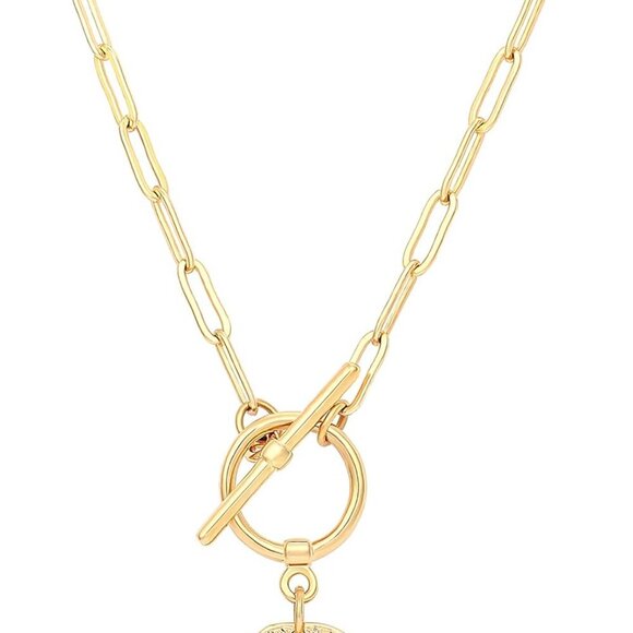 Jewelry - 18K Gold Moon Star Lion Evil Eye Love Heart Pendant Necklace Medallion Paperclip